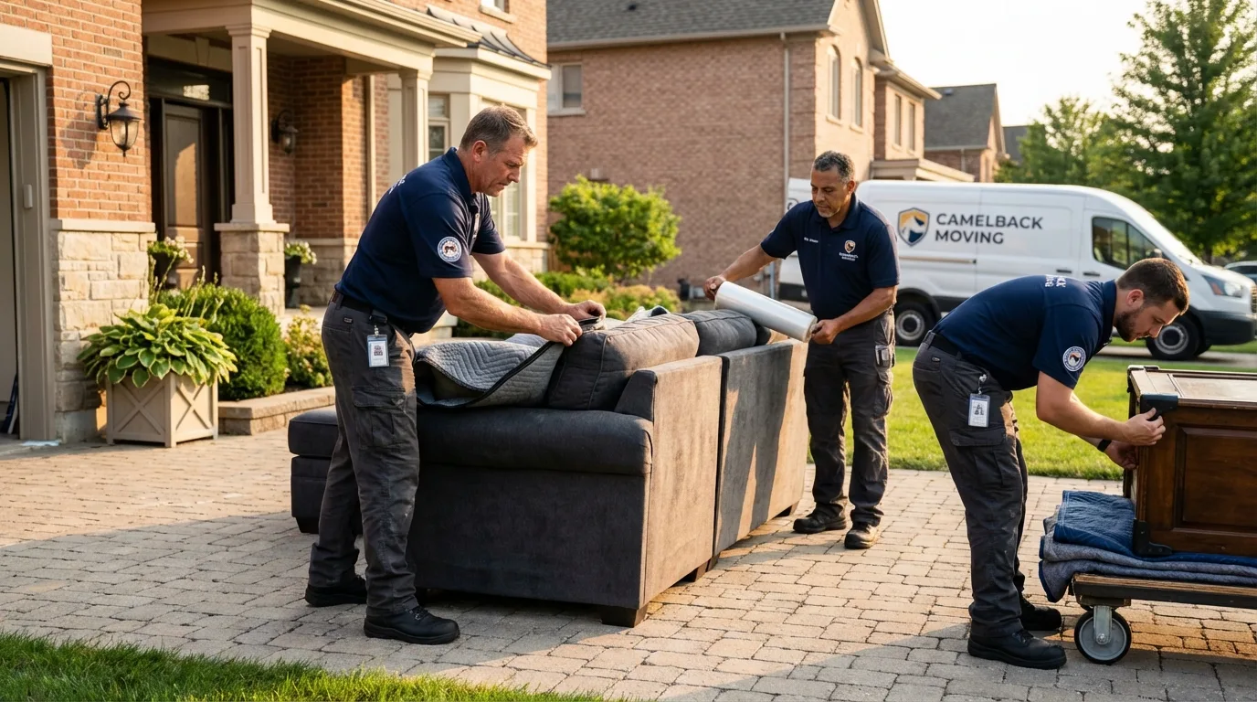 Large estate moving crew wrapping furniture in Loma Linda, CA