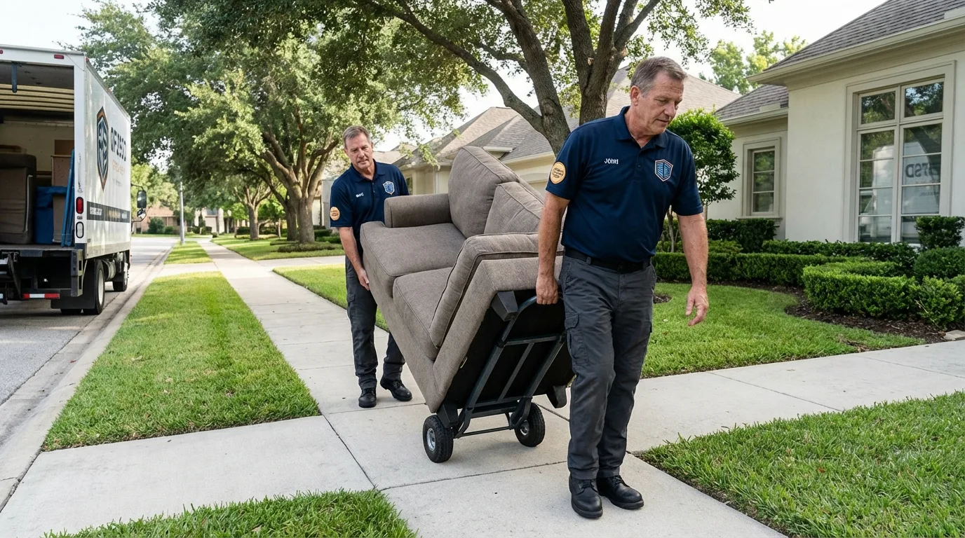 Local residential moving crew loading furniture in Loma Linda, CA